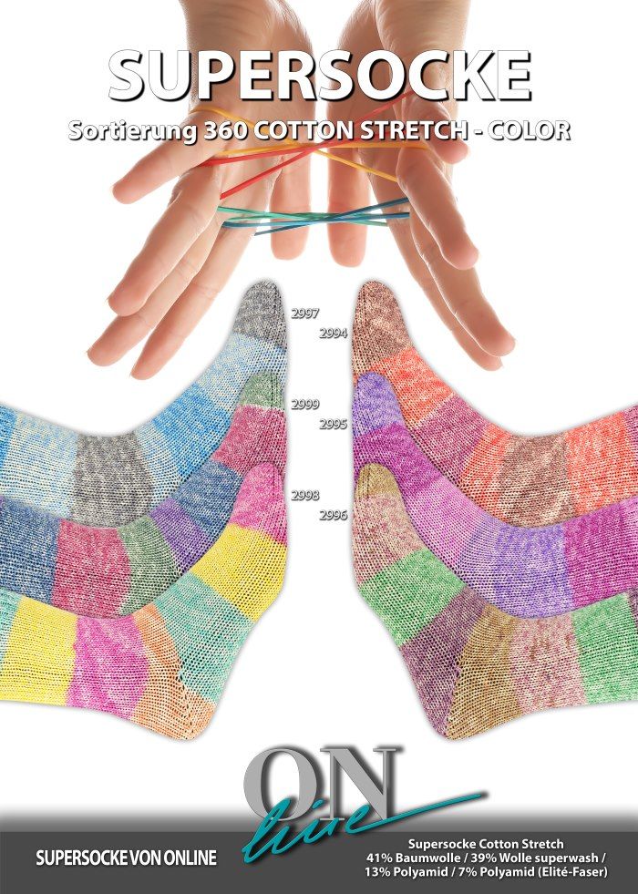 Supersocke Cotton Stretch Sort. 347 Color 4-fach von ONLine 2998