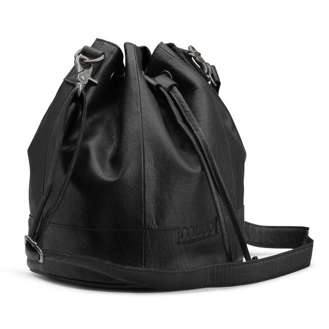 donna - ledertasche / projekttasche mit kordelzug, handgefertigt aus Echtleder von muud black