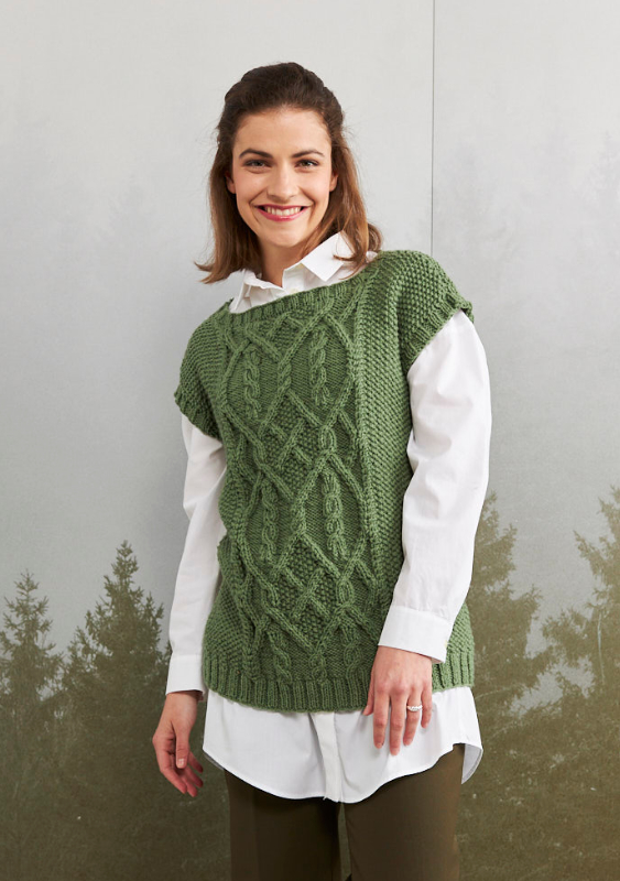 Pullunder mit Zopfmuster | Anleitungsheft | Wolle Italy Wool 75  | Stricken | Pro Lana