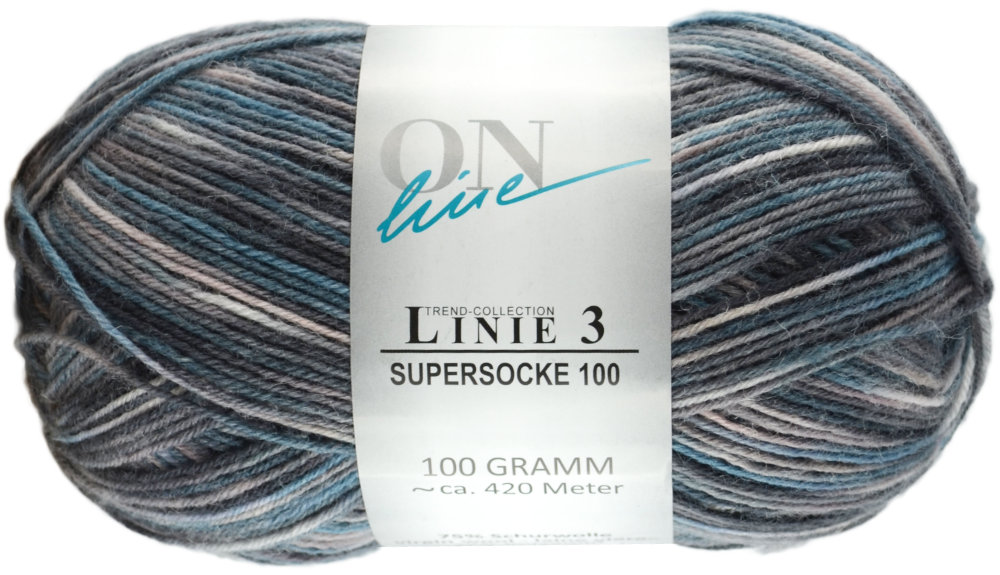Supersocke 100 Linie 3 Color 4-fach - 0725 - taube/grau von ONline