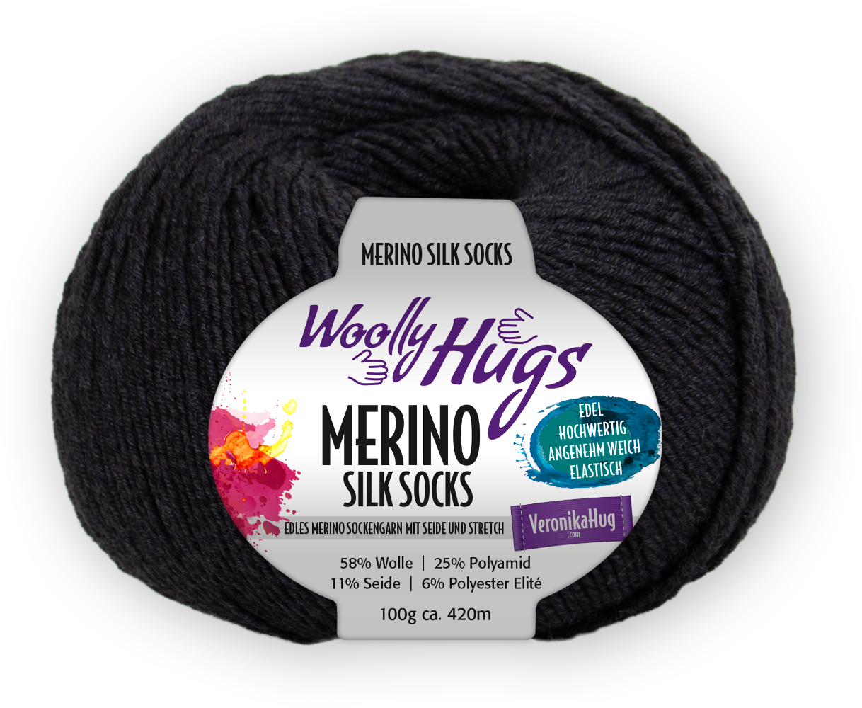 Merino Silk Socks Stretch, 4-fach von Woolly Hugs 0298 - anthrazit
