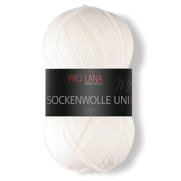 Sockenwolle uni - 4-fach von Pro Lana 0401 - weiß