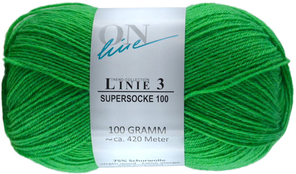 Supersocke 100 4-fach Uni, ONline Linie 3 0042 - giftgrün