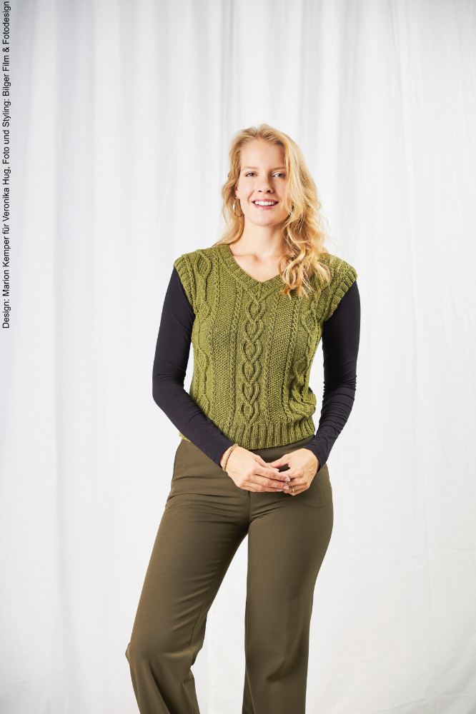 Pullunder Zopf - Rauten  | Wollpaket mit Merino Silk Socks Stretch, 4-fach  | Stricken | Veronika Hug, Woolly Hugs, Christophorus Verlag