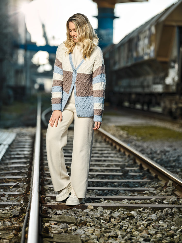 Jacke mit Blockstreifen | Anleitungsheft | Wolle Alpaka deluxe  | Stricken | Pro Lana