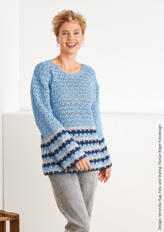 Pullover Maschenhit  | Wollpaket mit Merino Stretch  | Häkeln | Veronika Hug, Woolly Hugs, Christophorus Verlag