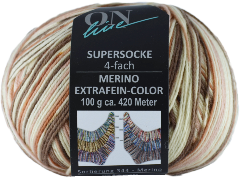 Supersocke 100 Merino Color, 4-fach von ONline Sort. 344 - 2884 Supersocke 100 Merino Color, 4-fach von ONline Sort. 344 - 2884