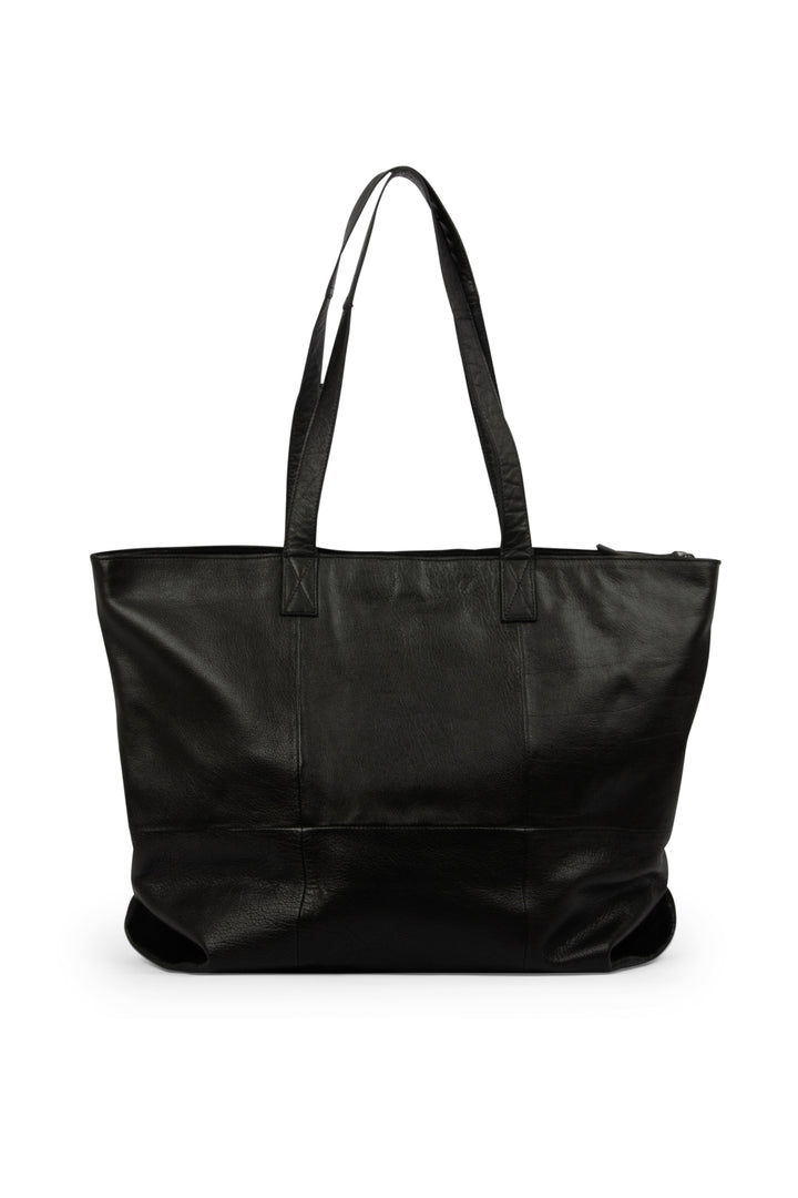 laura - projekttasche / shopper mit abnehmbaren geldbeutel, handgefertigt aus Echtleder von muud black