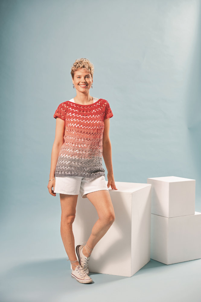 Rundpasenpulli Feuer Anleitung aus Heft | Häkeln | Veronika Hug, Woolly Hugs, Christophorus Verlag