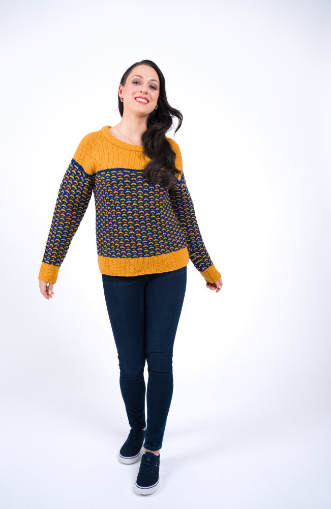 Raglanpulli im Mosaikmuster | Anleitungsheft | Wolle Italy Wool 150  | Stricken | Pro Lana