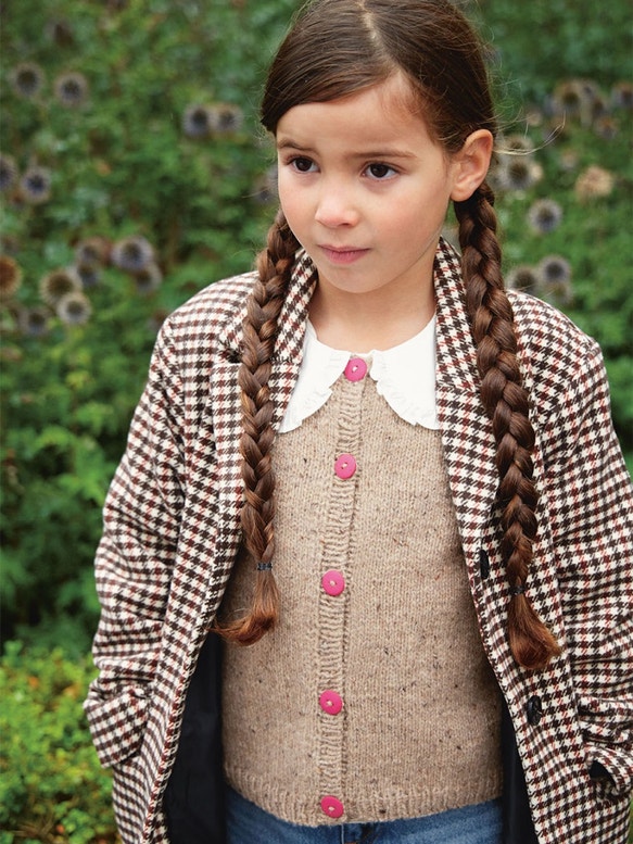 Debutant Kinder Cardigan | Anleitungsheft + Wolle Tweed recycled | Stricken