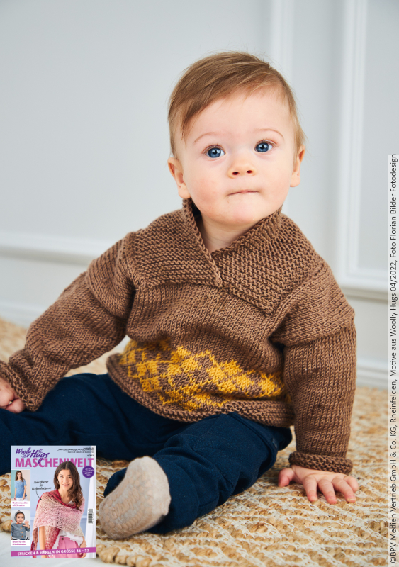 Babypulli mit Schalkragen  | Wollpaket mit Charity  | Stricken | Veronika Hug, Woolly Hugs, Christophorus Verlag