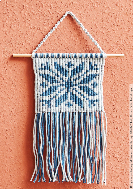 Wandbehang Stern | Wollpaket mit Macramé | Makramee Knoten