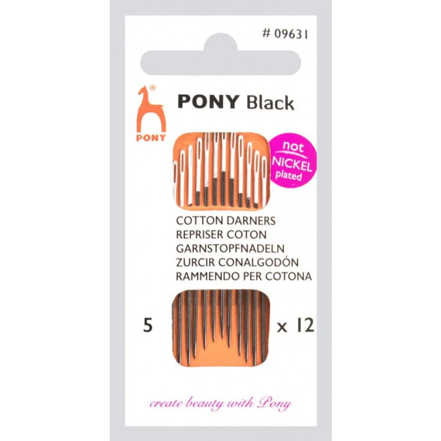 Pony Black Garnstopfnadeln Stärke 5 schwarzes Öhr 12 St