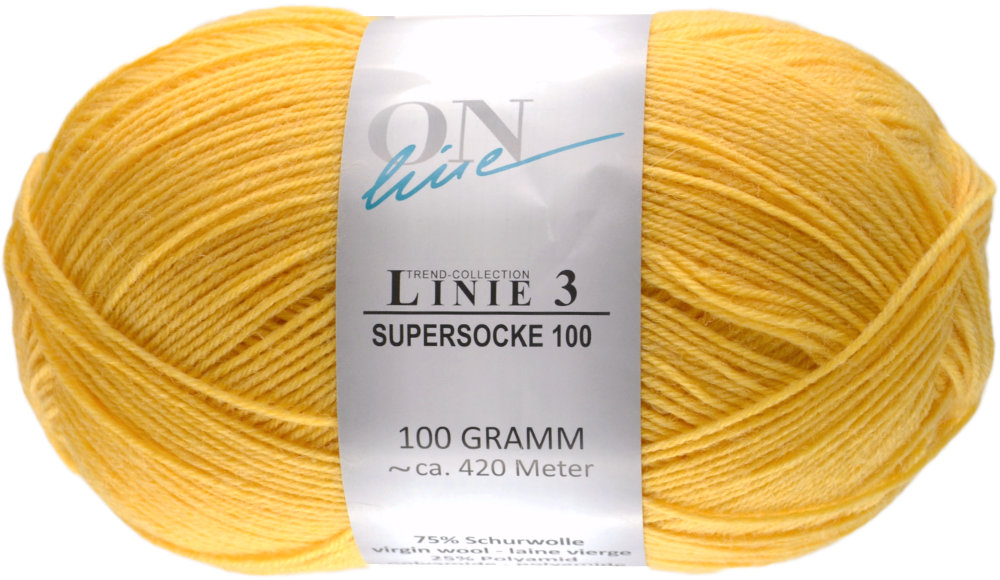Supersocke 100 Linie 3 Uni 4-fach von ONline 0041 - gelb
