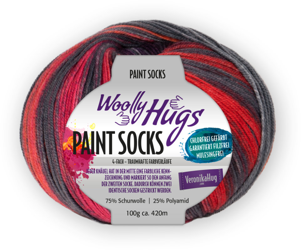 Paint Socks von Woolly Hugs 0204 - rot / lila