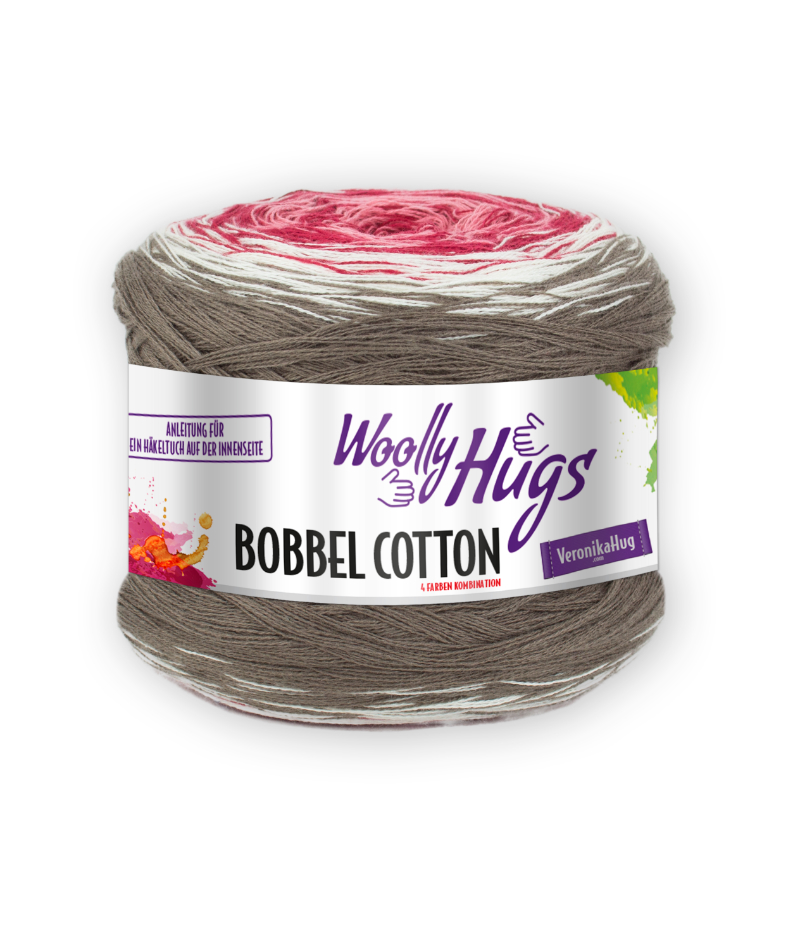 BOBBEL cotton 800m von Woolly Hugs 0020 - altrosa / weinrot / weiß / grau