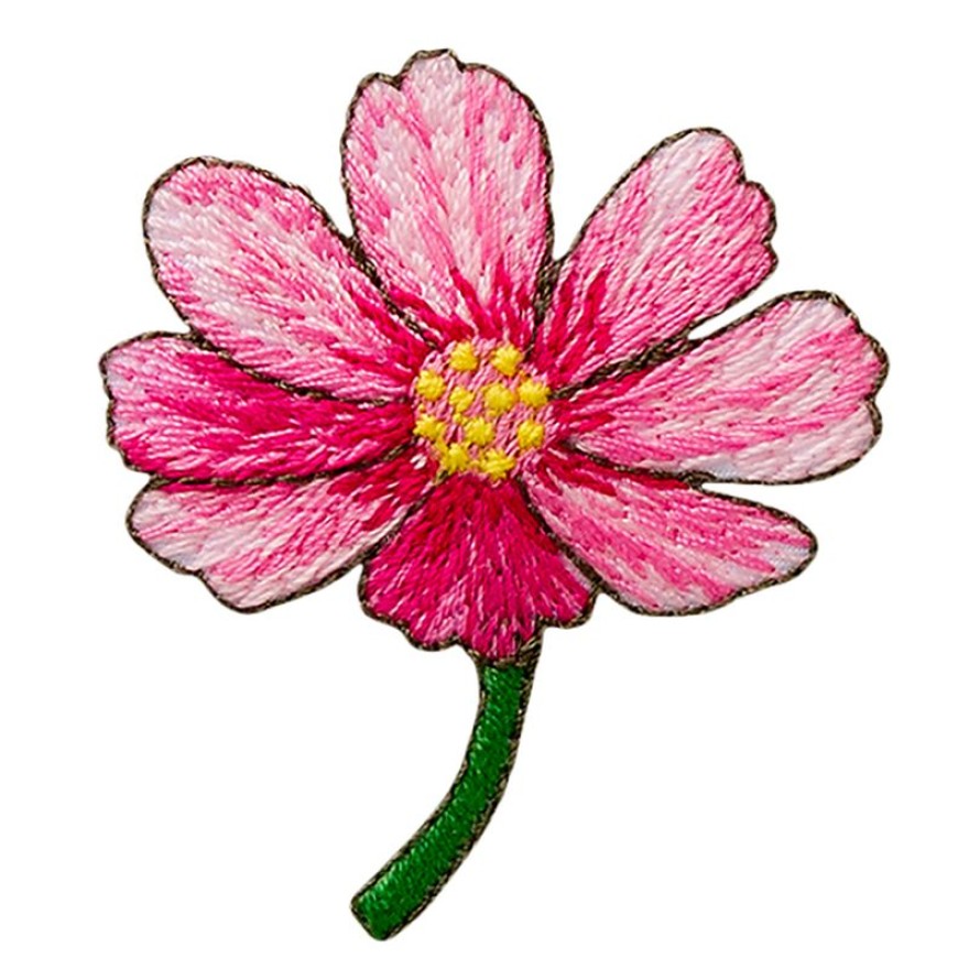 Applikation Blume mit Stiel rosa 1 Stück zum Aufbügeln von Monoquick