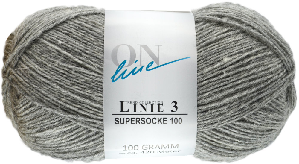 Supersocke 100 4-fach Uni, ONline Linie 3 0105 - flanellgrau