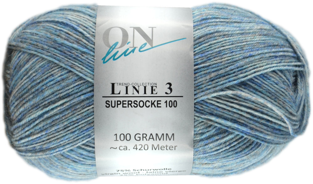 Supersocke 100 Linie 3 Color 4-fach - 0718 - hellblau/jeans von ONline