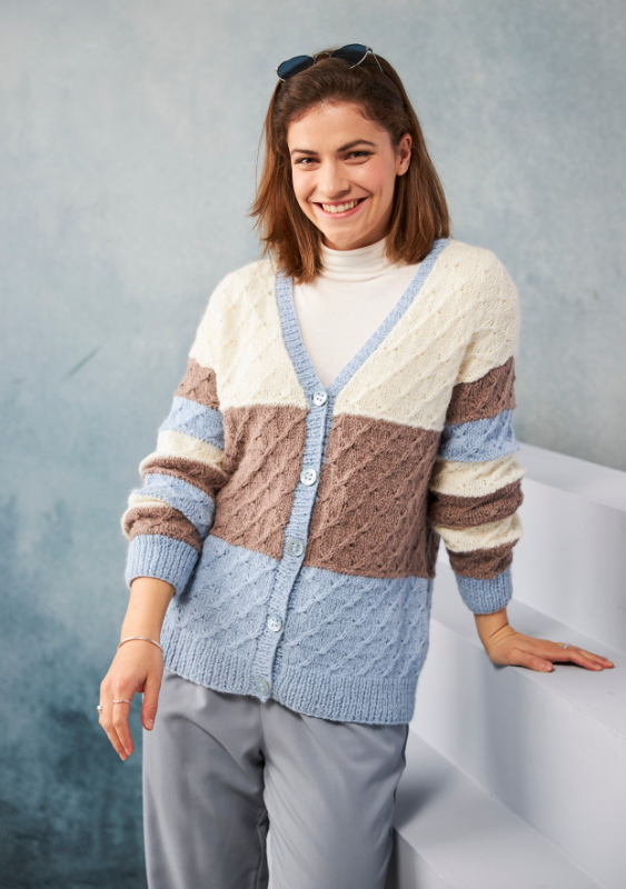 Jacke mit Blockstreifen  | Wollpaket mit Alpaka deluxe  | Stricken | Pro Lana