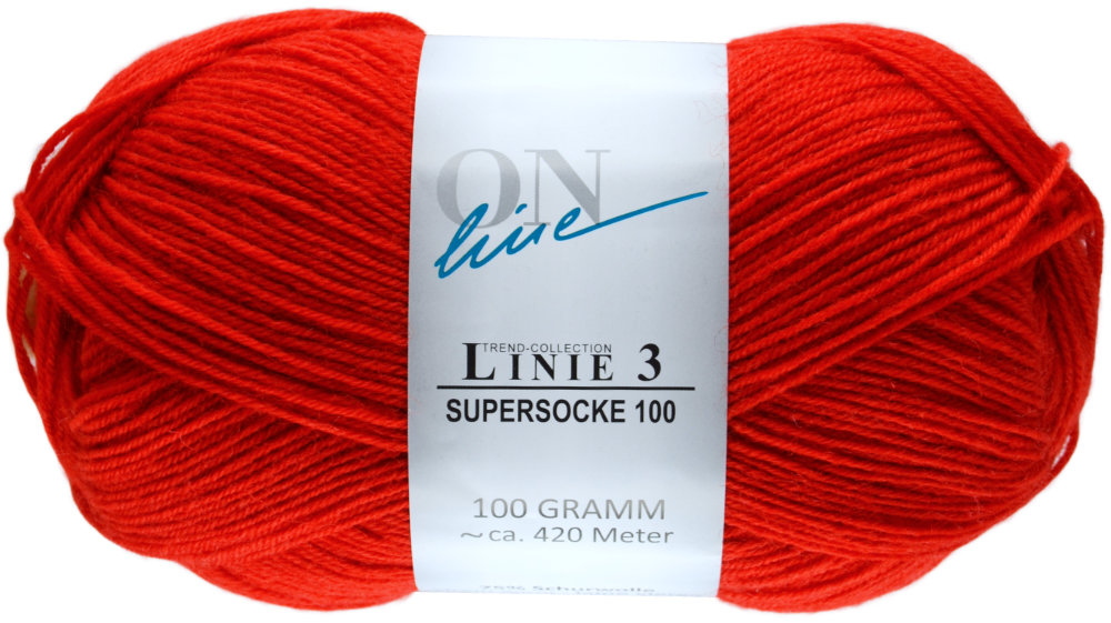 Supersocke 100 4-fach Uni, ONline Linie 3 0021 - rot