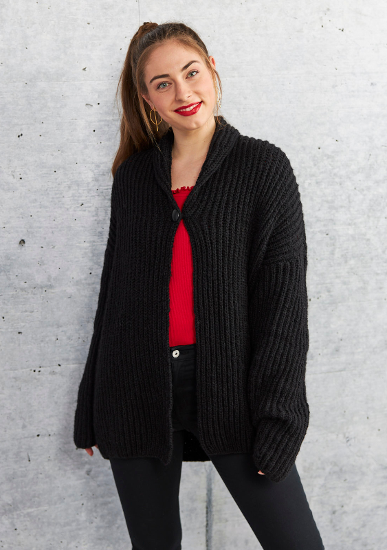 Jacke im Patentmuster mit Schalkragen  | Wollpaket mit Alpaka deluxe  | Stricken | Pro Lana