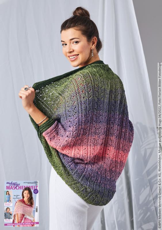 Seelenwärmer Blattstreifen  | Wollpaket mit BOBBEL cotton 800m  | tunesisch Häkeln | Veronika Hug, Woolly Hugs, Christophorus Verlag