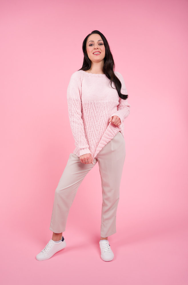 Pulli mit Raglan von oben im rechts - links - Zackenmuster | Anleitungsheft | Wolle Merino Mix 90  | Stricken | Pro Lana