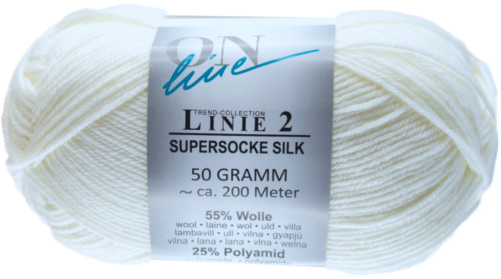 Supersocke Silk Uni Linie 2 von ONline 0001 - weiß