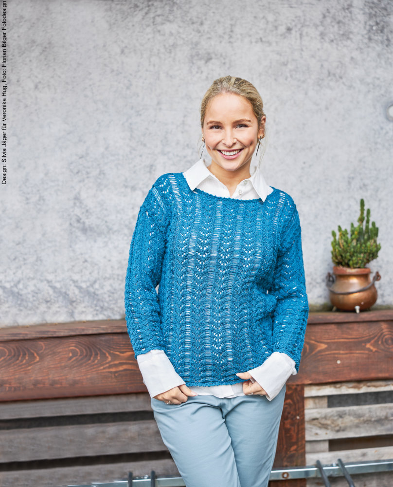 Pulli Fallmaschenspiel  | Wollpaket mit Merino Silk Socks Stretch, 4-fach  | Stricken | Veronika Hug, Woolly Hugs, Christophorus Verlag